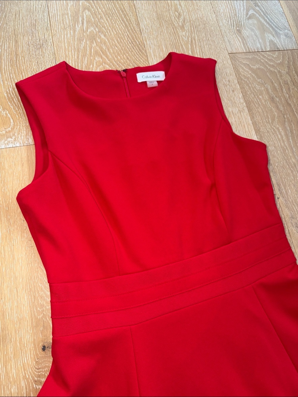 Calvin Klein Red Fit And Flare Dress Size 6 - Picture 3 of 8